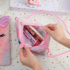 Girls Sequin Plush Unicorn Tie Dye Bag Coin Purse Crossbody Bag