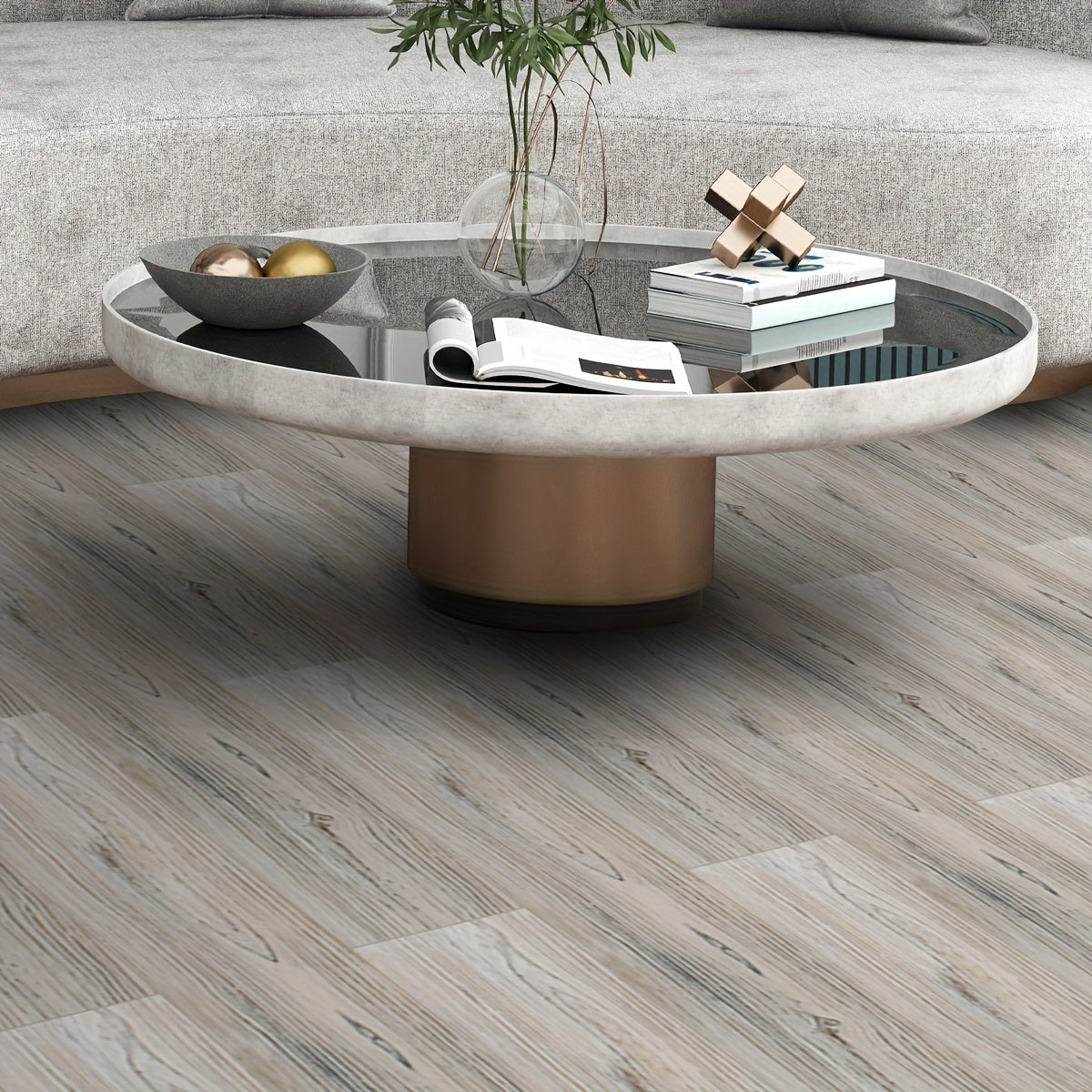 Brown Wood Grain Print Waterproof Floor Sticker