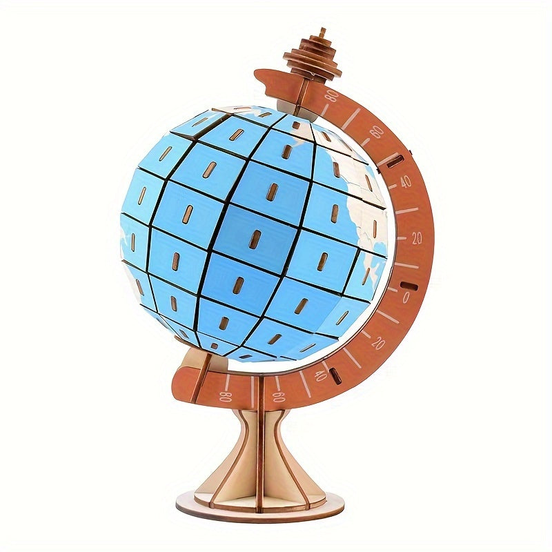 3D Wooden Globe Puzzle Earth Model Building Blocks Toy