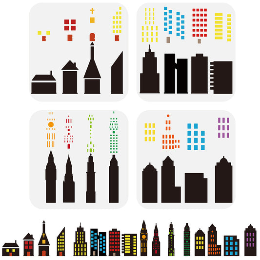 4pcs PET Hollow Out Drawing Stencils + 1pc Scrapbook Kit