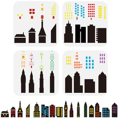 4pcs PET Hollow Out Drawing Stencils + 1pc Scrapbook Kit