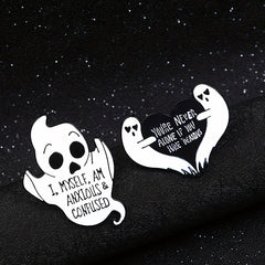 4pcs Ghost Oil Drop Alloy Brooches Creative Shirt Collar Ghost Pin