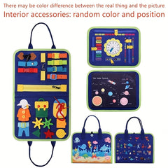 Busy Board Toy - Educational Travel Activity with Zippers Buttons Latches