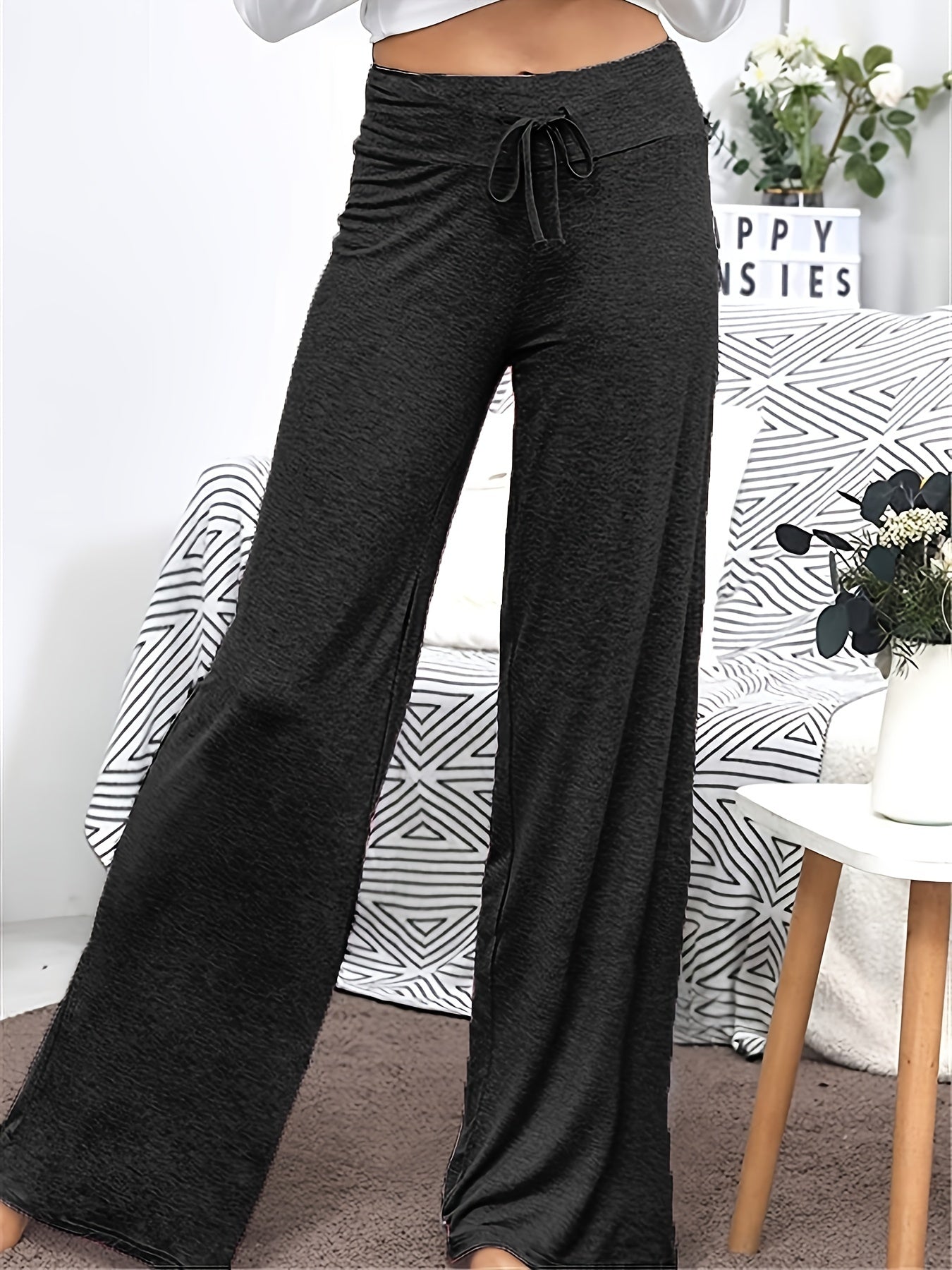  Solid Comfort Wide Leg Pants