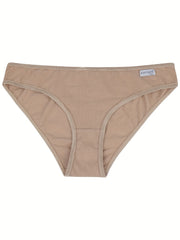 3pcs Solid Bikini Panties Comfy & Breathable Women's Lingerie