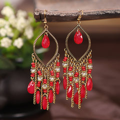 Antique Tassel Earrings Retro Water Drop Chain Earrings