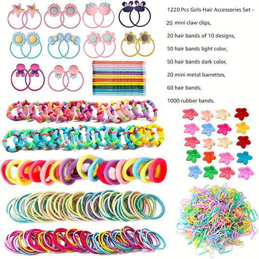 1220Pcs Hair Clips Barrettes Set Headdress Flower Hair Clip Elastic Hair Ties