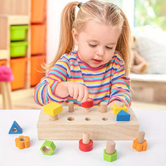 Wooden Screw Block Toy for Kids 3 Shape Recognition