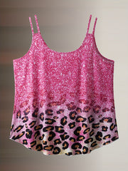  Glitter Leopard Print Tank Top
