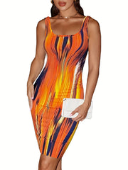 Casual Summer Dress Women's Plus Random Print Scoop Neck