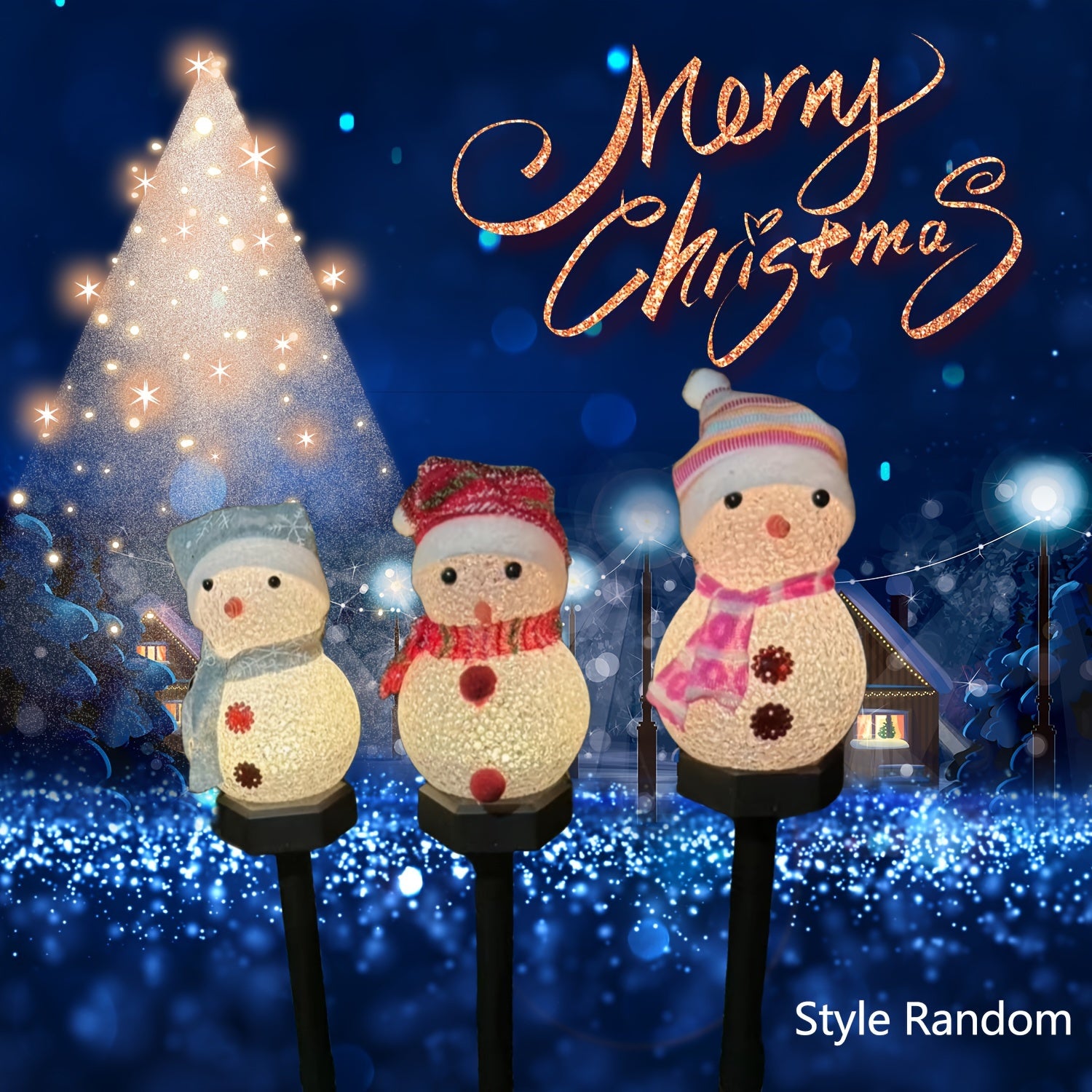 Solar Snowman Garden Stakes Lights Outdoor Waterproof Garden Lamp