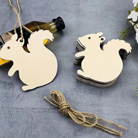50pcs Wooden Squirrel Blank Wood Chips for DIY Wood Decorations