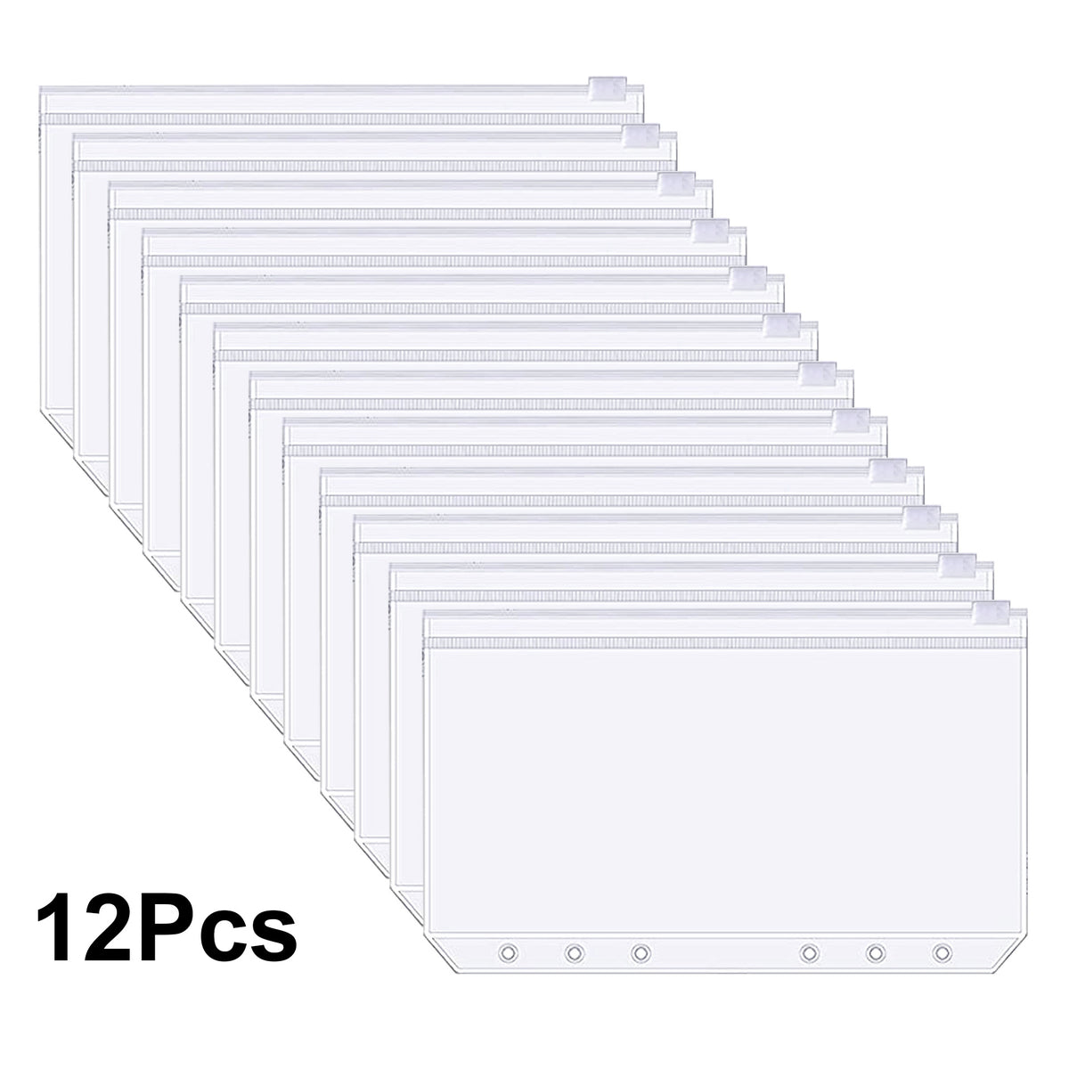 12pcs A6 Zipper Binder Pockets Waterproof PVC Leaf Pouch