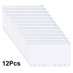 12pcs A6 Zipper Binder Pockets Waterproof PVC Leaf Pouch