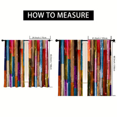 2pcs Colorful Wood Grain Art Window Curtains