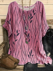  Floral Print Round Neck Half Sleeve Tee
