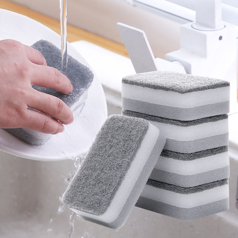 5pcs Double sided Cleaning Sponges Household Scouring Pad Kit