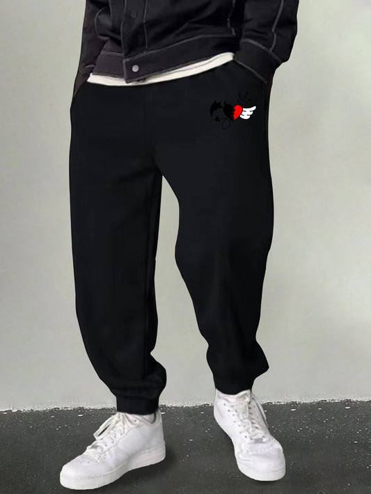 Men's Angel & Devil Graphic Sweatpants Breathable Loose Joggers For Halloween