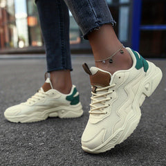 Women's Mesh Chunky Sneakers Lace Up Low Top Sports Shoes