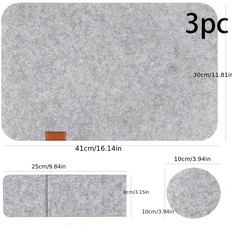 3pcs Felt Placemat Set with Coaster & Fork Bag