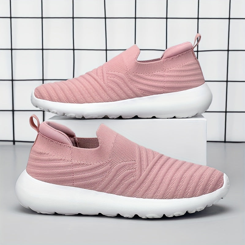 Women's Knit Textured Walking Shoes Soft Sole Slip On Casual Sneakers