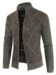 Men's Warm Geometric Pattern Cardigan