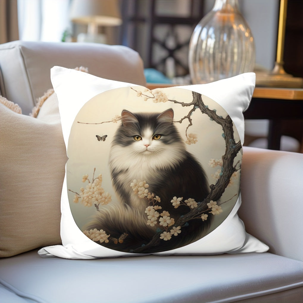 Cat Printed Throw Pillow Cover Home Decor