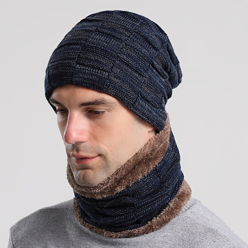 Winter Beanie Scarf Set Warm Knitted Hat & Neck Warmer