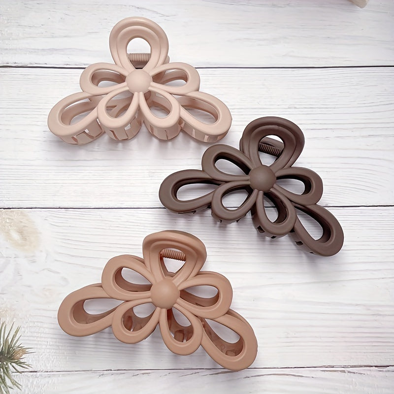 Large Flower Hollowed Hair Claw for Women