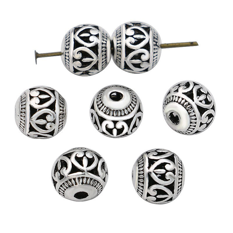 10Pcs Antique Silver Heart Spacer Beads 8mm