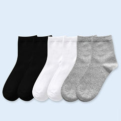 6 Pairs Solid Crew Socks for Women