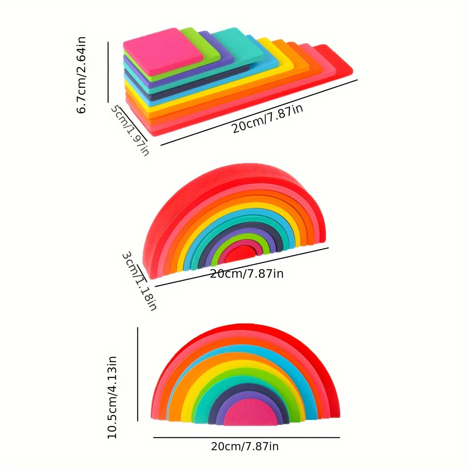 Rainbow Building Block Toy for Kids, Interactive Sensory Play Set