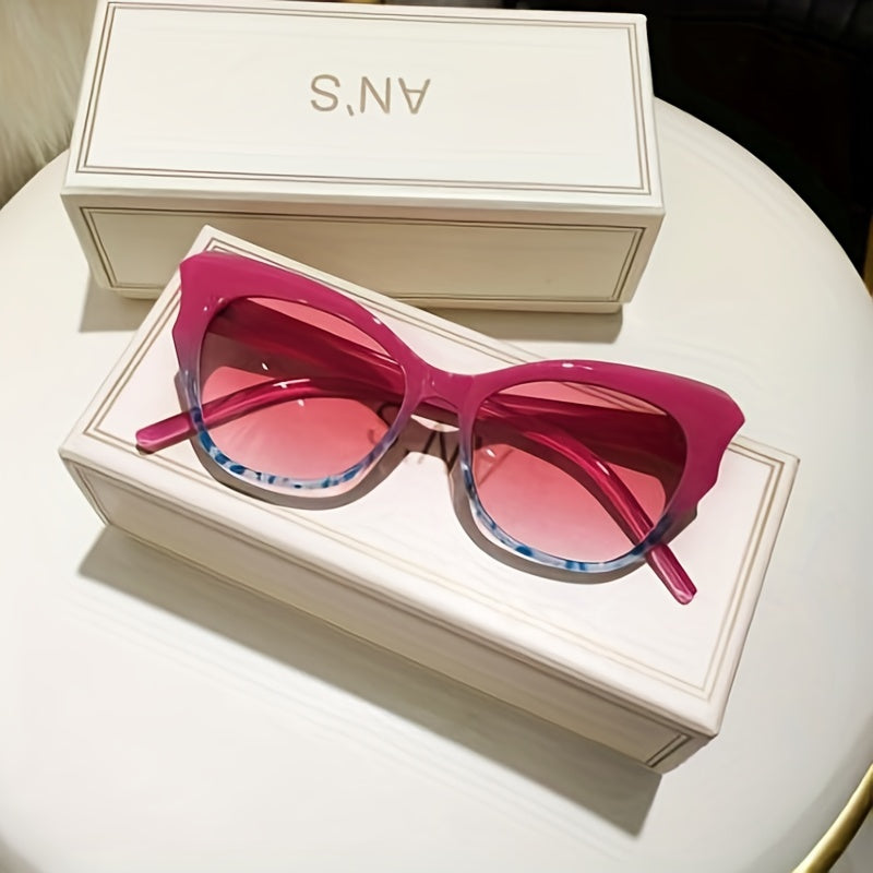 Cat Eye Sunglasses Gradient Lens Block Glasses UV400