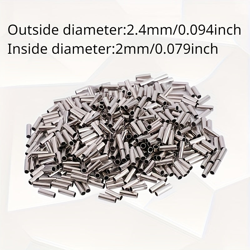 500pcs Copper Tube Connectors Crimping Sleeves Fishing Line Wire Leader