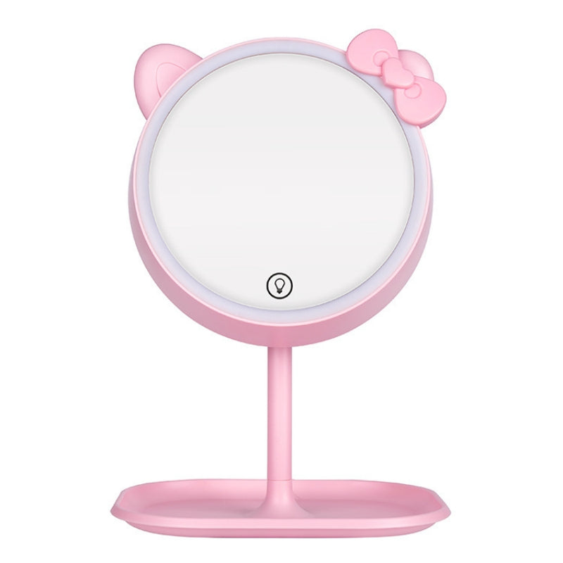 LED Lighted Makeup Cat Mirror with USB Type, Pink