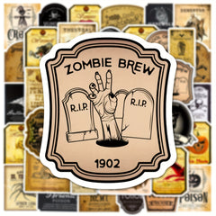 50Pcs Retro Halloween Series Stickers Waterproof DIY Stickers