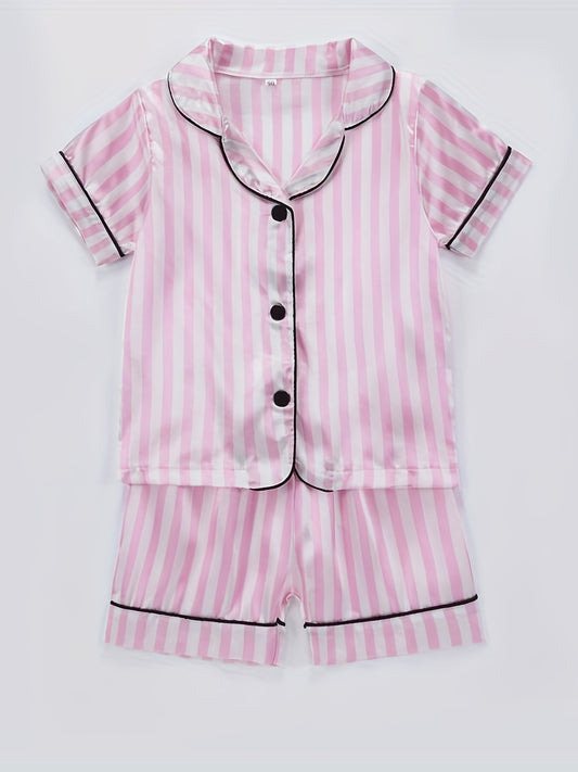 Girls Stripes Print Pajamas Set for Summer