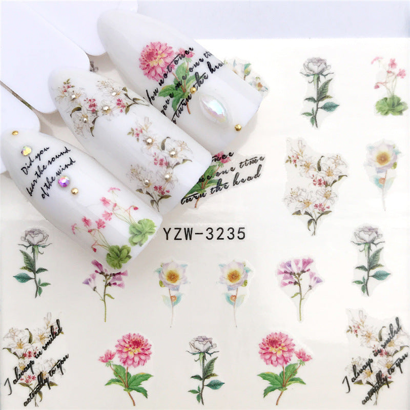 Floral Spring Summer Nail Art Decals Tulips Fern Stickers