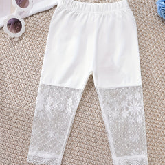Girls' Mesh Lace Stitching Safety Leggings