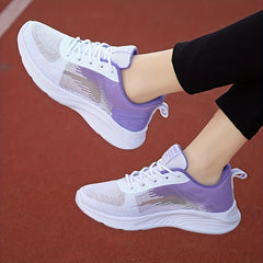 Dot & Stripe Pattern Mesh Lace Up Running Shoes Women's Footwear