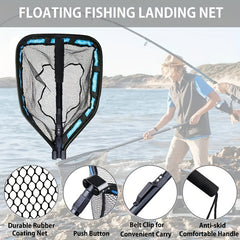 Rubber Coated Landing Net Easy Catch & Release 100cm Retractable Fishing Net