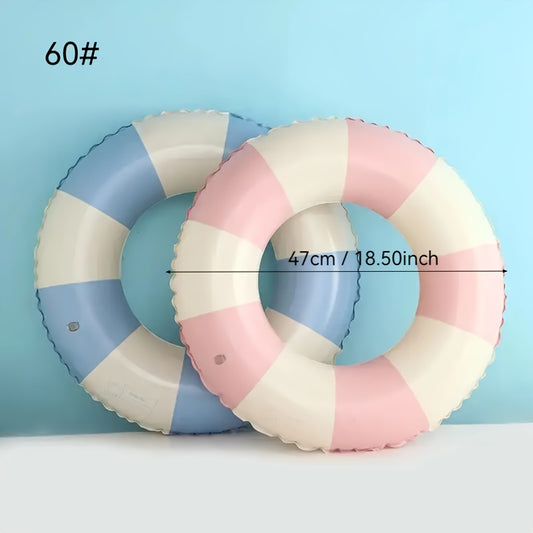 2pcs Durable Pink & Retro Striped Swim Rings Extra Thick Pool Floats
