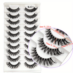 Cat Eye Natural Fluffy Faux Mink Lashes 3D Wispy False Eyelashes 10 Pairs
