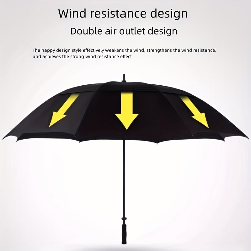 Large Automatic Double Layer Umbrella Straight Handle Waterproof Windproof