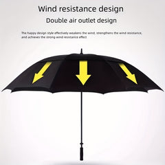 Large Automatic Double Layer Umbrella Straight Handle Waterproof Windproof