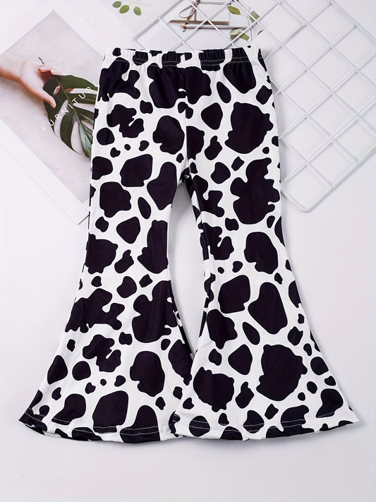 Cow Slim Flare Leg Pants for Toddler Girls