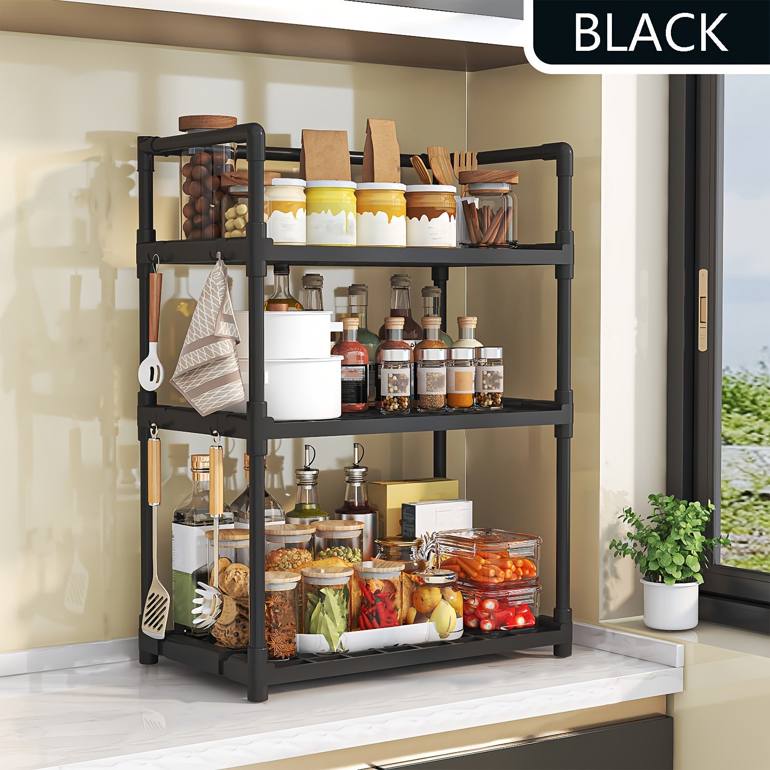 3 Layer Seasoning Rack Multifunctional Storage for Kitchen Countertop