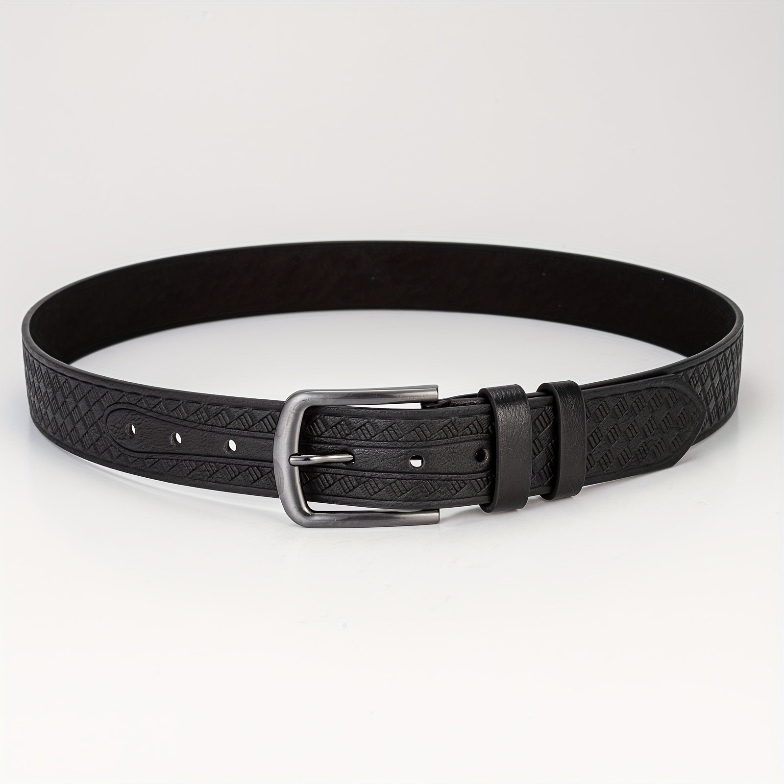 Geometric Embossed Square Buckle Belt Men's Casual Sports Belt