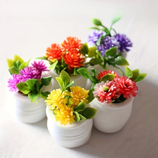 10pcs Colorful Floral Potted Plants for Dollhouses - Mini Landscape Decor
