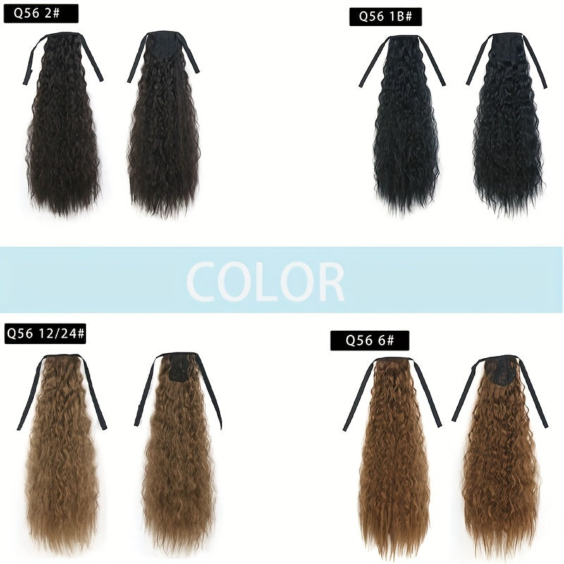 Long Curly Wavy Ponytail Extensions with Ribbon Tie for Daily Use